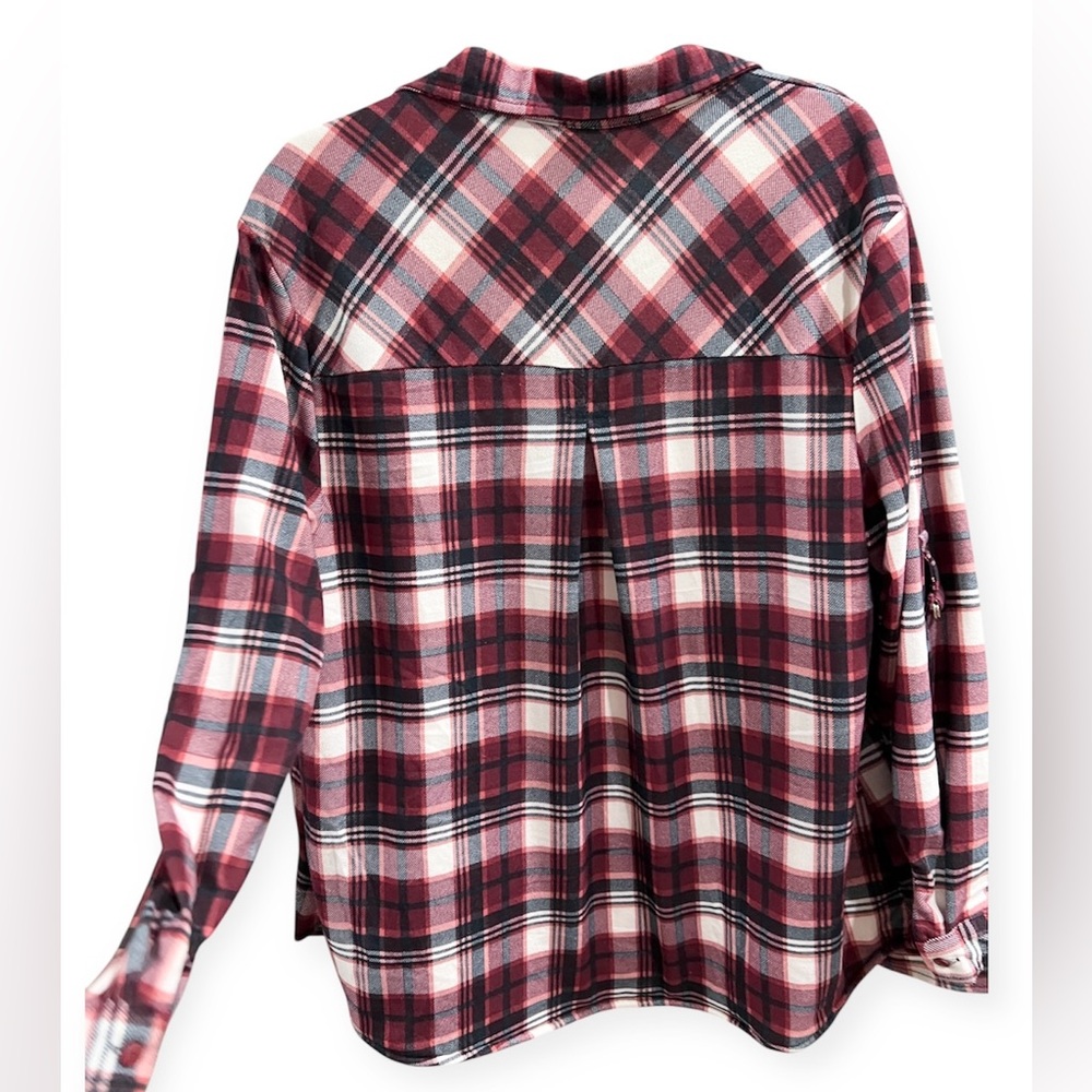 Eden & Olivia Plaid Button Down Shirt with Faux Sherpa Lining, Size 1X, SO SOFT! - Picture 3 of 8